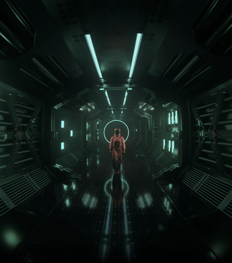Journeying through the stars · astronaut 3D visual